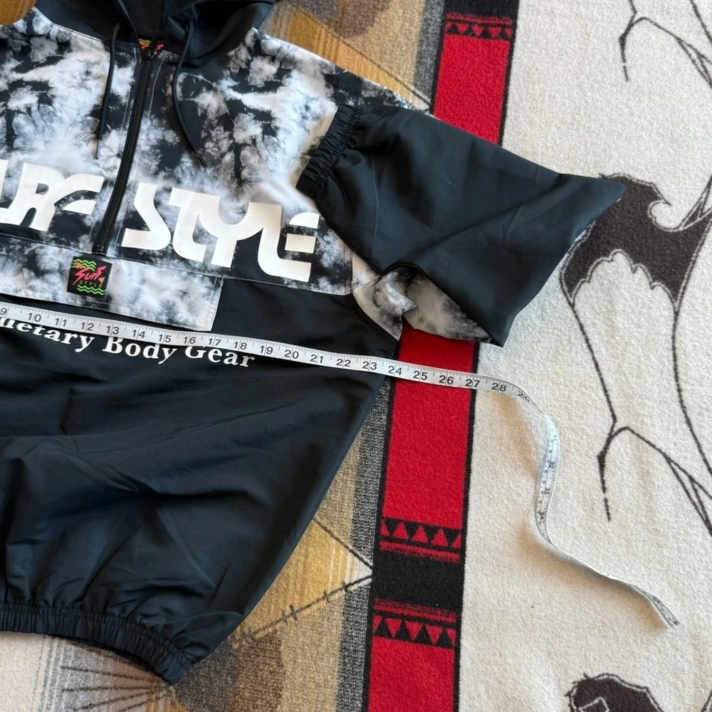 Surf Style Interplanetary Body Gear Black White Tie Dye Windbreaker Set Medium